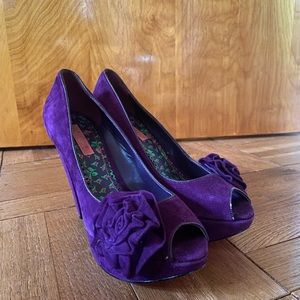 Betsey Johnson royal purple platform heels, size 7.5